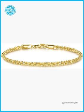 14K Gold Rope Chain Bracelet Dense Design Lobster Clasp Classic Elegant